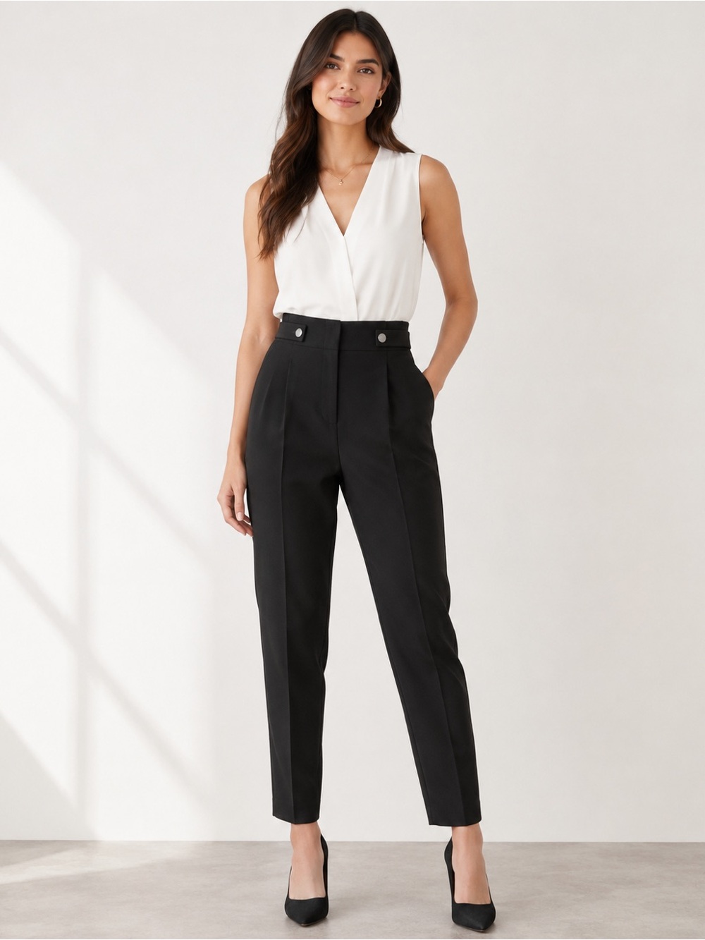 RW&CO NWT Black High-Rise Tapered Dress Pants Trousers Size 10